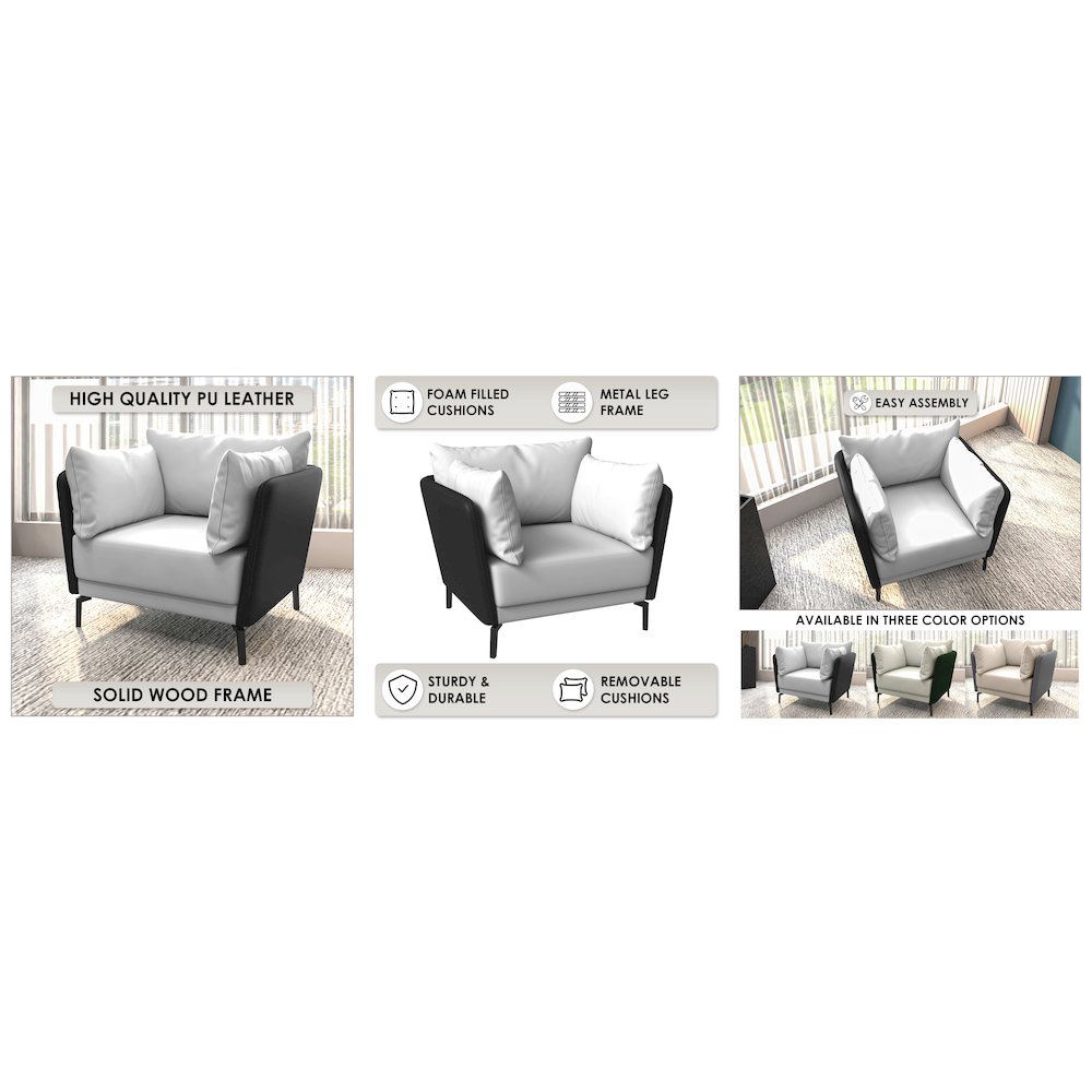 Luxify Collection Single Seater Sofa in Black/Grey. Picture 19