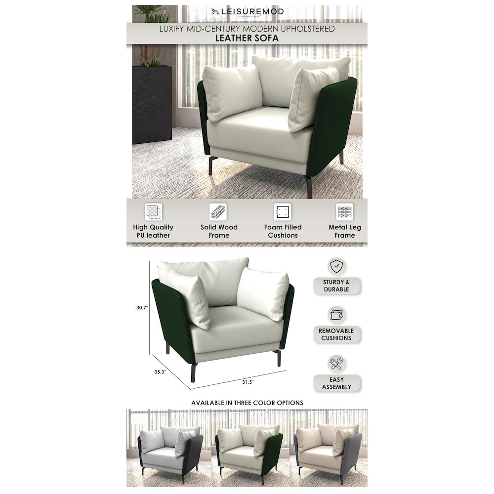 Luxify Collection Single Seater Sofa in Green. Picture 13