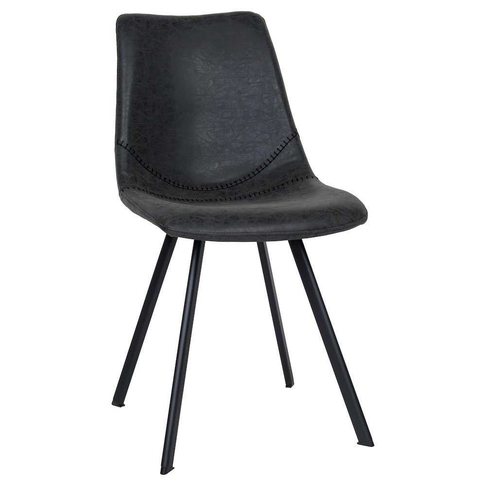 Markley Modern Leather Dining Chair With Metal Legs. Picture 1