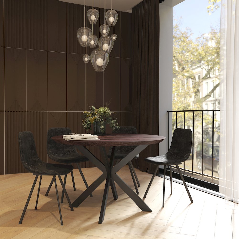Markley Modern Leather Dining Chair With Metal Legs. Picture 24