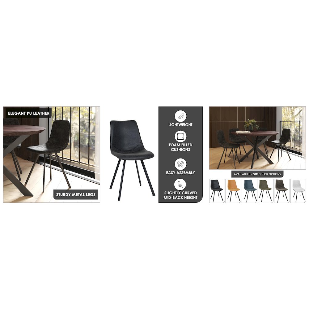 Markley Modern Leather Dining Chair With Metal Legs. Picture 40