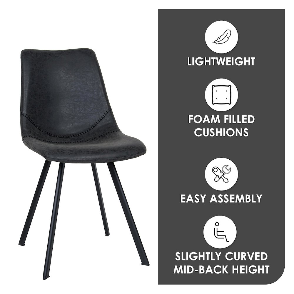 Markley Modern Leather Dining Chair With Metal Legs. Picture 43