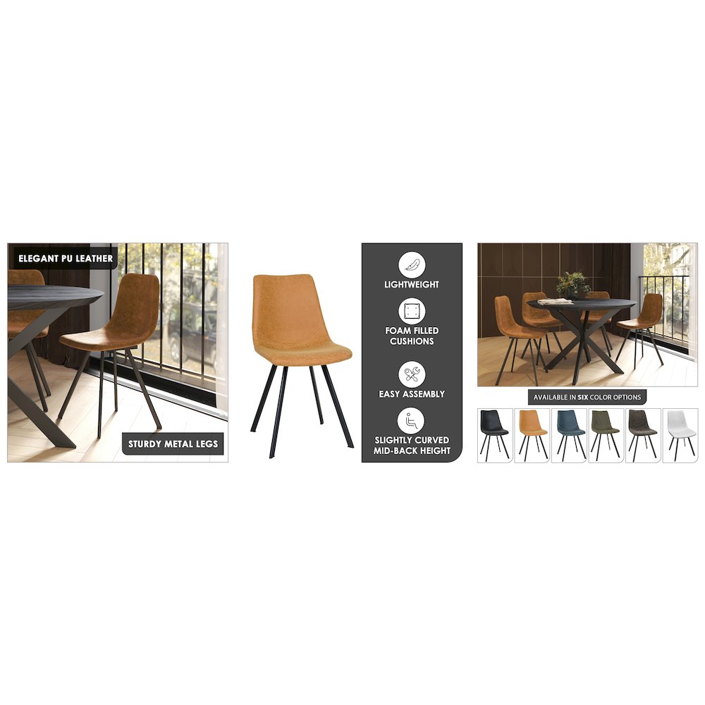 Markley Modern Leather Dining Chair With Metal Legs. Picture 30
