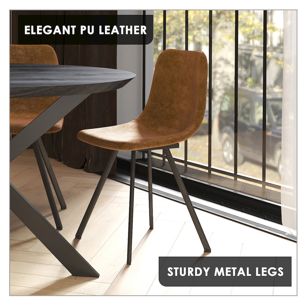 Markley Modern Leather Dining Chair With Metal Legs. Picture 34