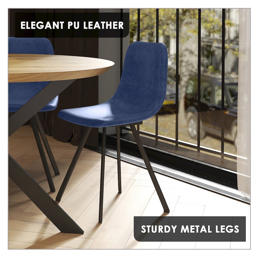 Markley Modern Leather Dining Chair With Metal Legs. Picture 17