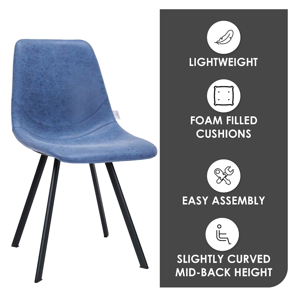 Markley Modern Leather Dining Chair With Metal Legs. Picture 18