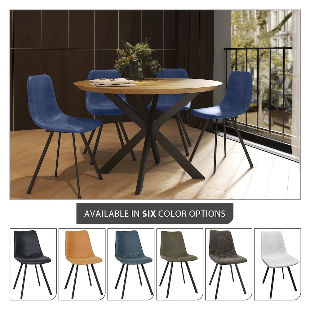 Markley Modern Leather Dining Chair With Metal Legs. Picture 19