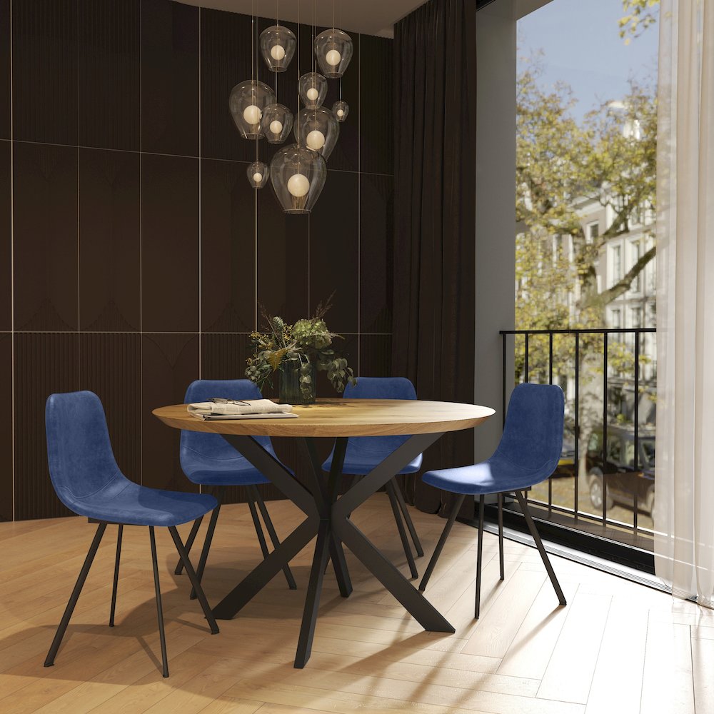 Markley Modern Leather Dining Chair With Metal Legs. Picture 20