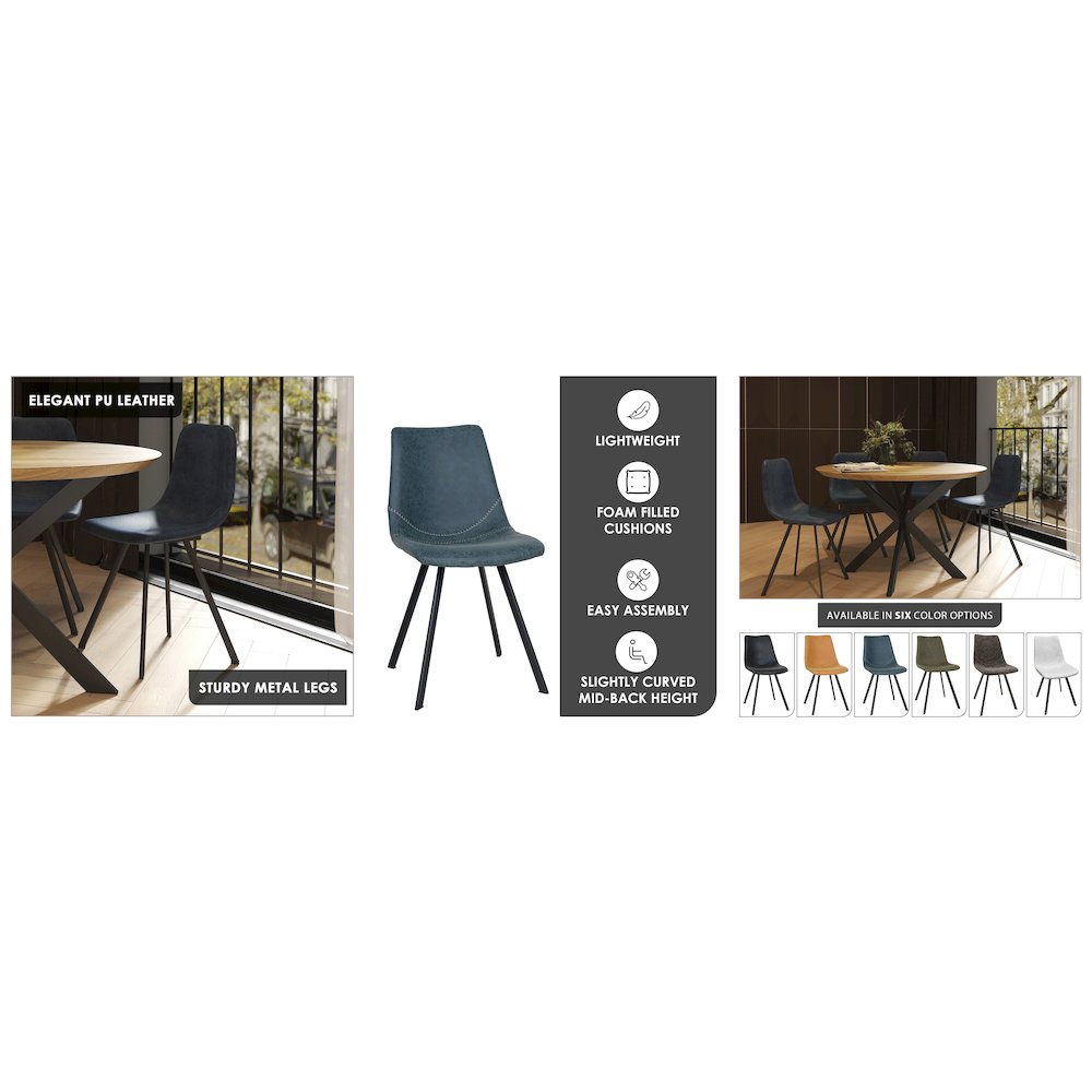 Markley Modern Leather Dining Chair With Metal Legs. Picture 25