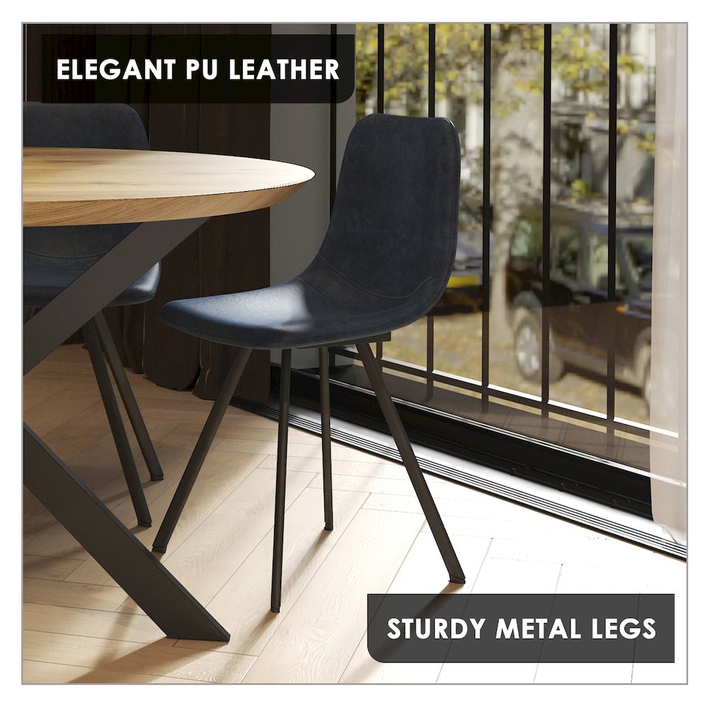 Markley Modern Leather Dining Chair With Metal Legs. Picture 35