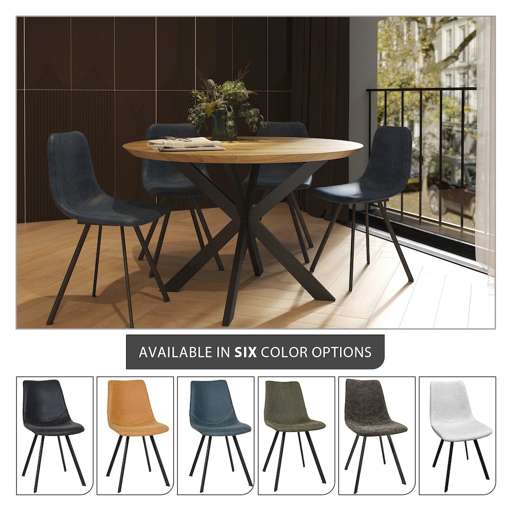 Markley Modern Leather Dining Chair With Metal Legs. Picture 37