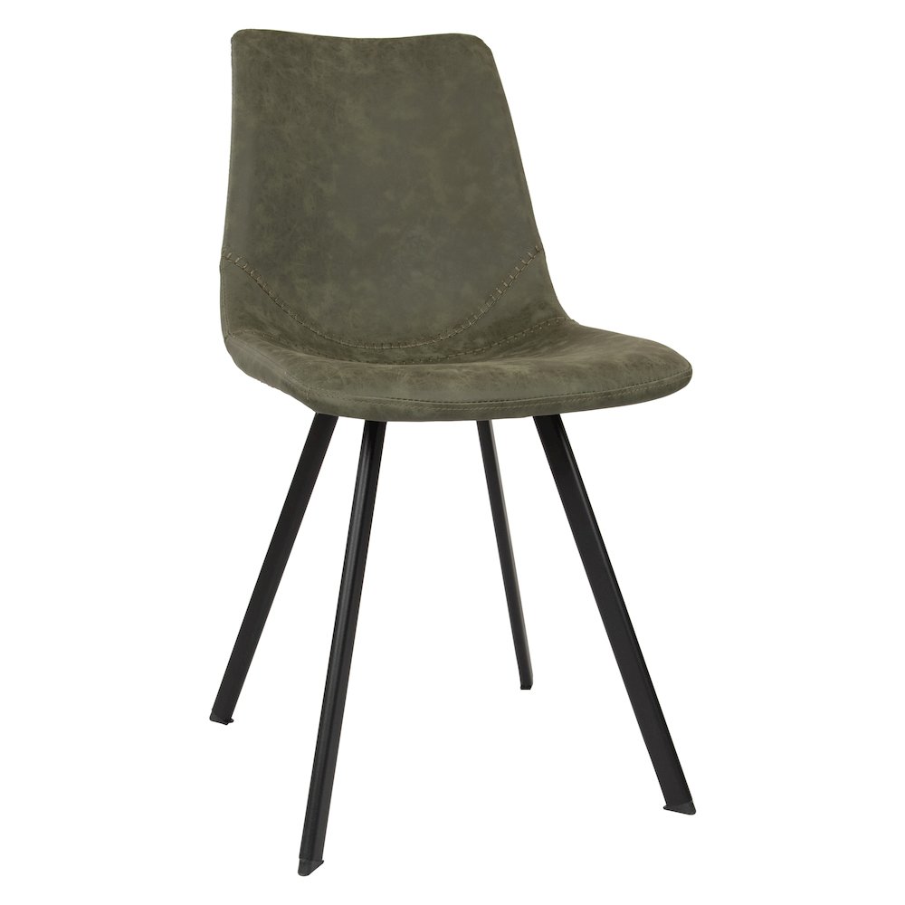 Markley Modern Leather Dining Chair With Metal Legs. Picture 1