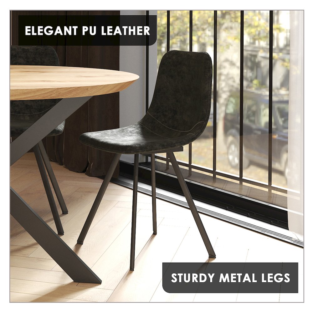 Markley Modern Leather Dining Chair With Metal Legs. Picture 30