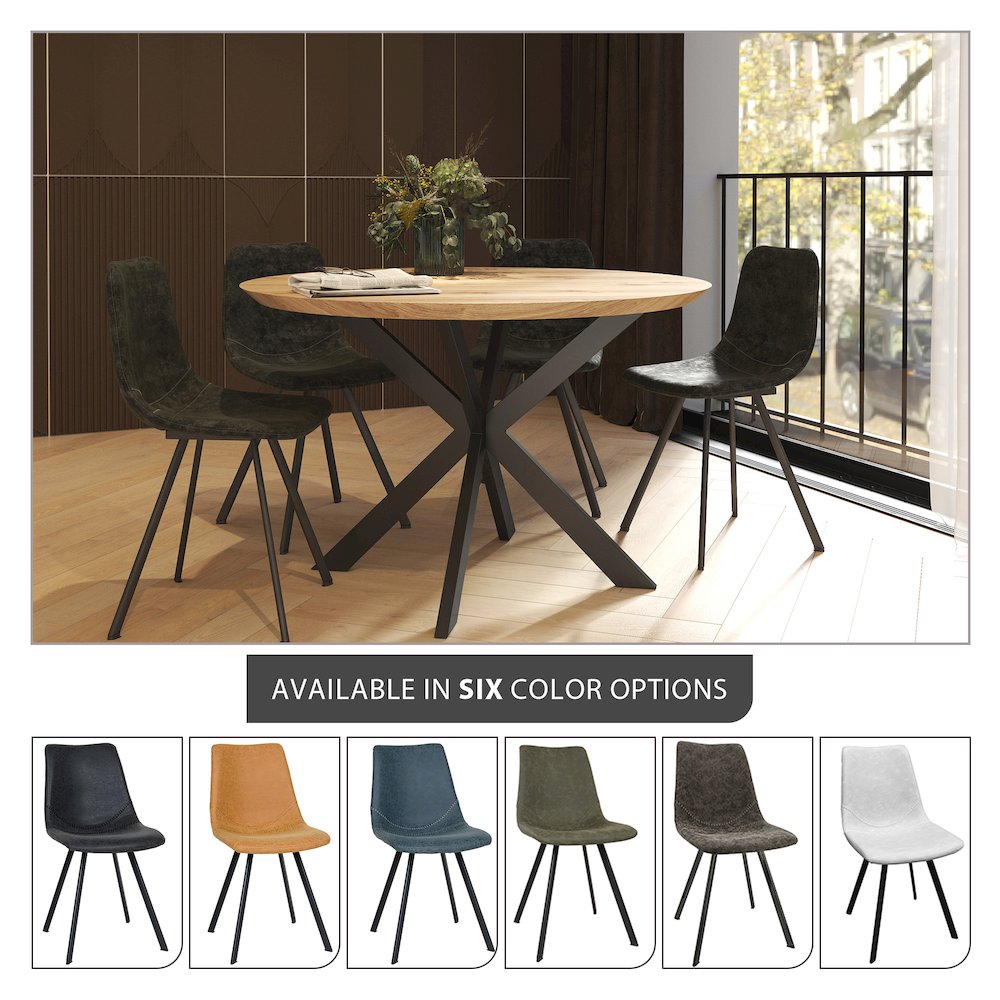 Markley Modern Leather Dining Chair With Metal Legs. Picture 32
