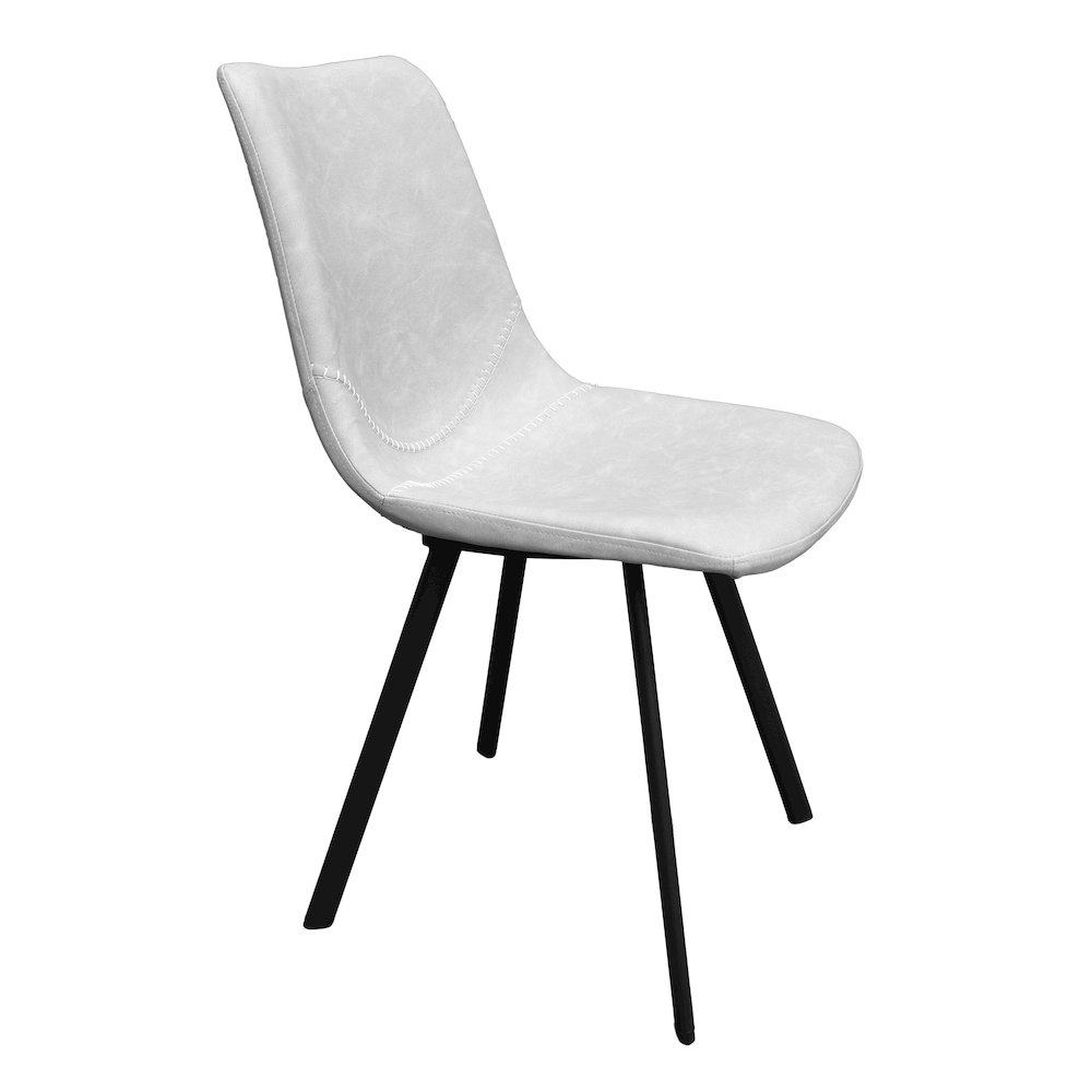 Markley Modern Leather Dining Chair With Metal Legs, Light Grey. Picture 22