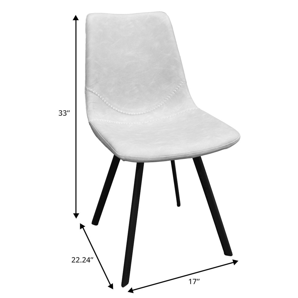 Markley Modern Leather Dining Chair With Metal Legs, Light Grey. Picture 20