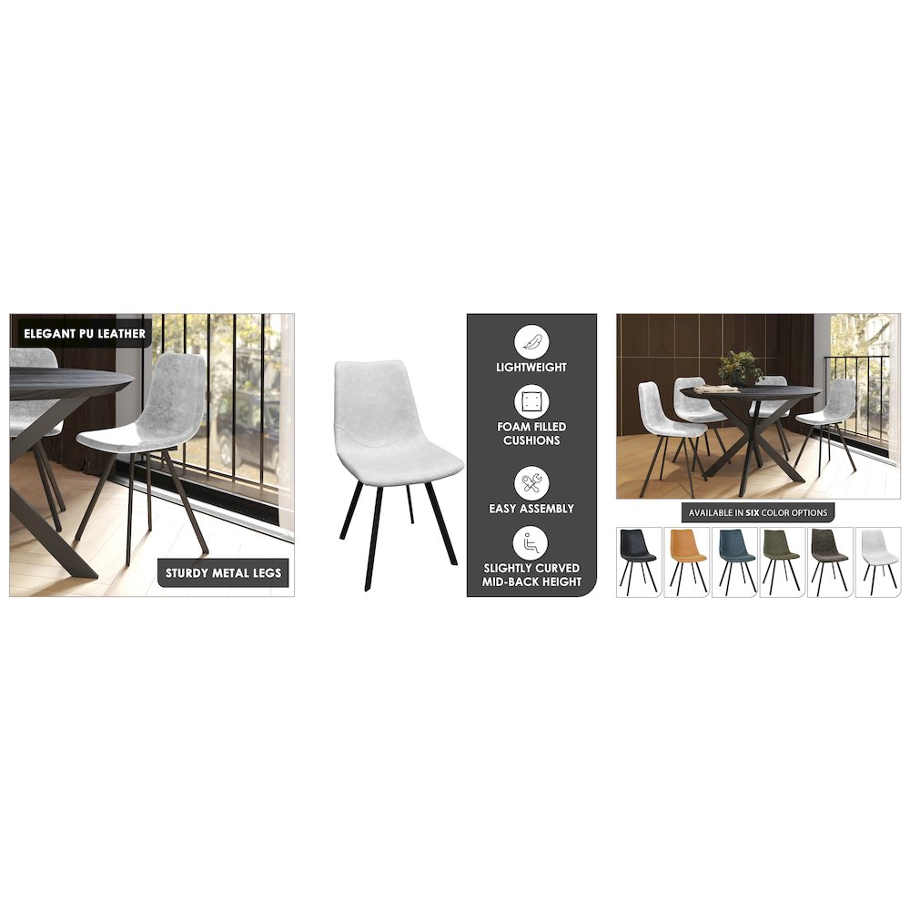 Markley Modern Leather Dining Chair With Metal Legs, Light Grey. Picture 42