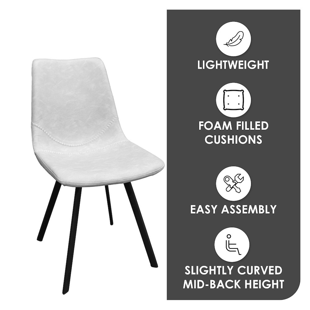 Markley Modern Leather Dining Chair With Metal Legs, Light Grey. Picture 48