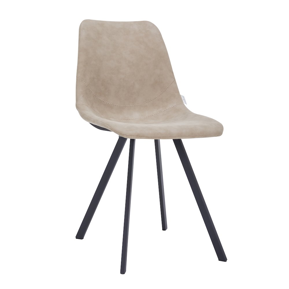 Markly Modern Leather Dining Chair With Metal Legs in Taupe. Picture 23