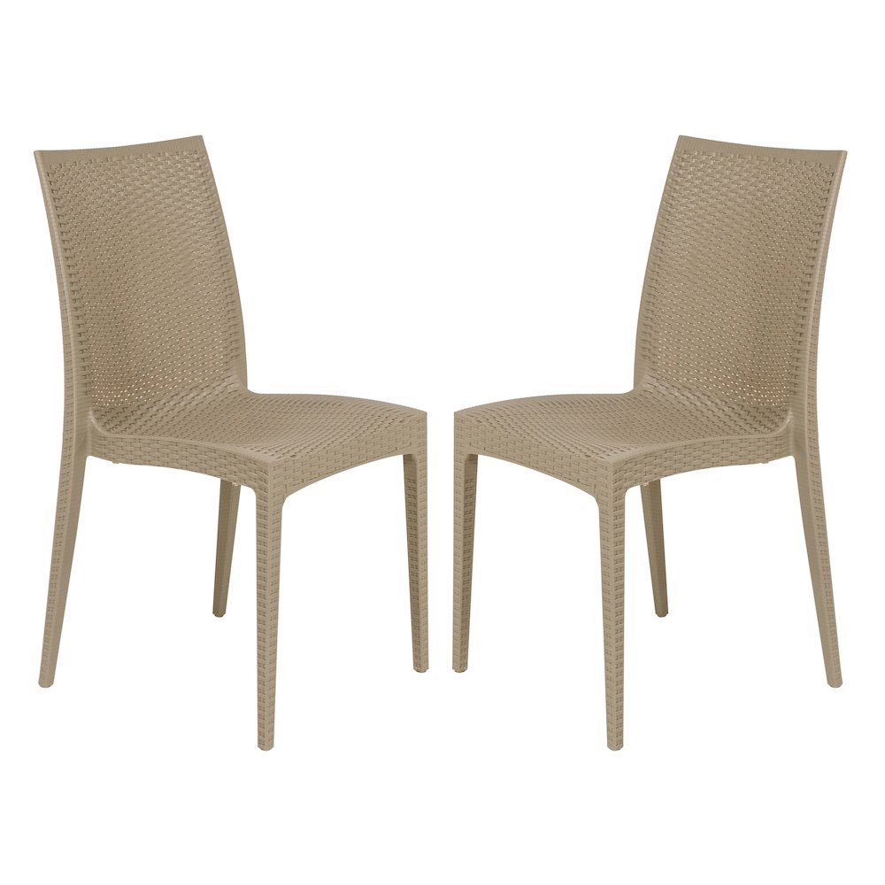 Weave Mace Indoor Outdoor Patio Chair, Set of 2, Taupe. Picture 18