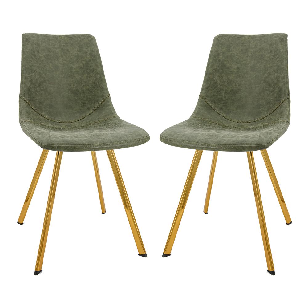 Markley Modern Leather Dining Chair With Gold Legs. Picture 8