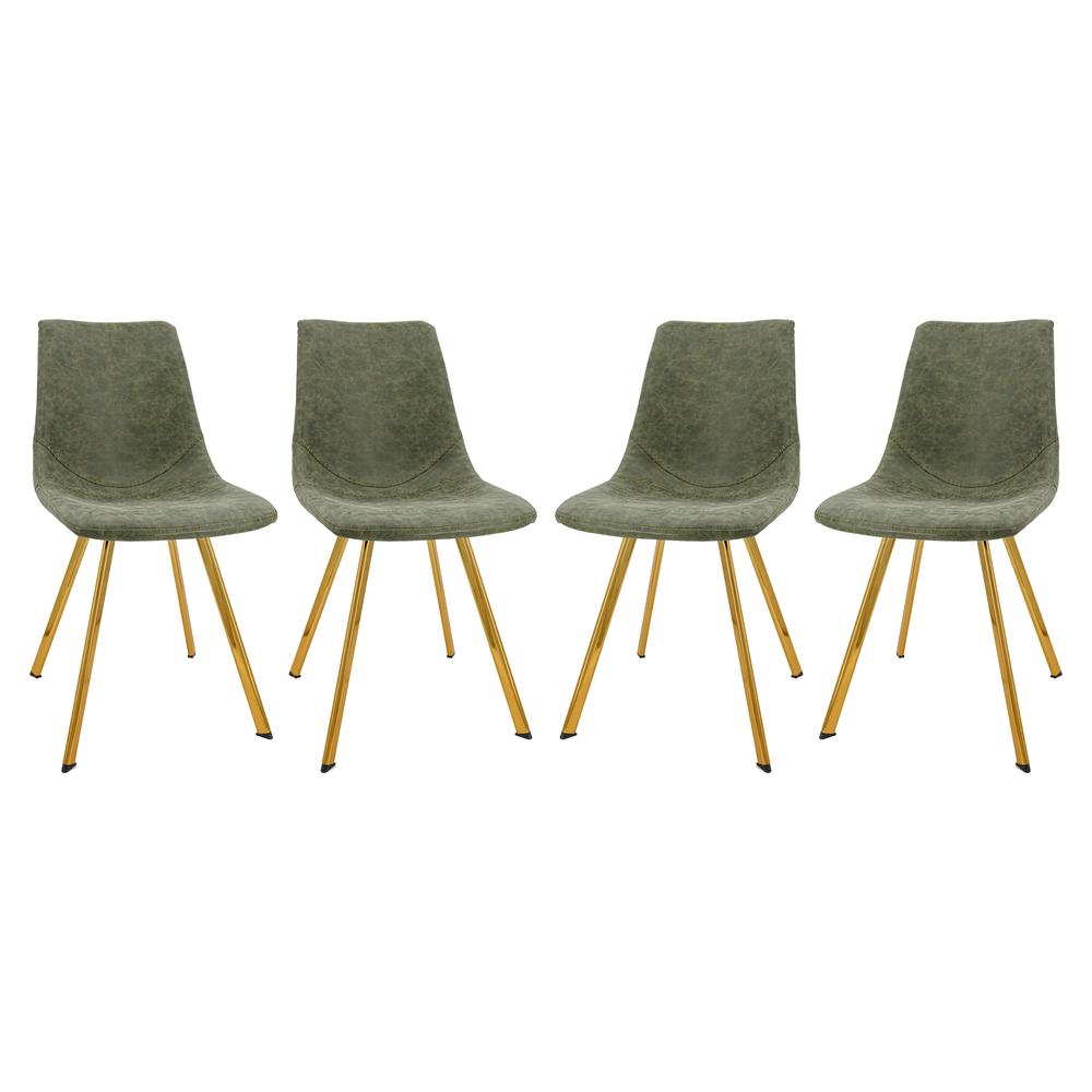 Markley Modern Leather Dining Chair With Gold Legs. Picture 9