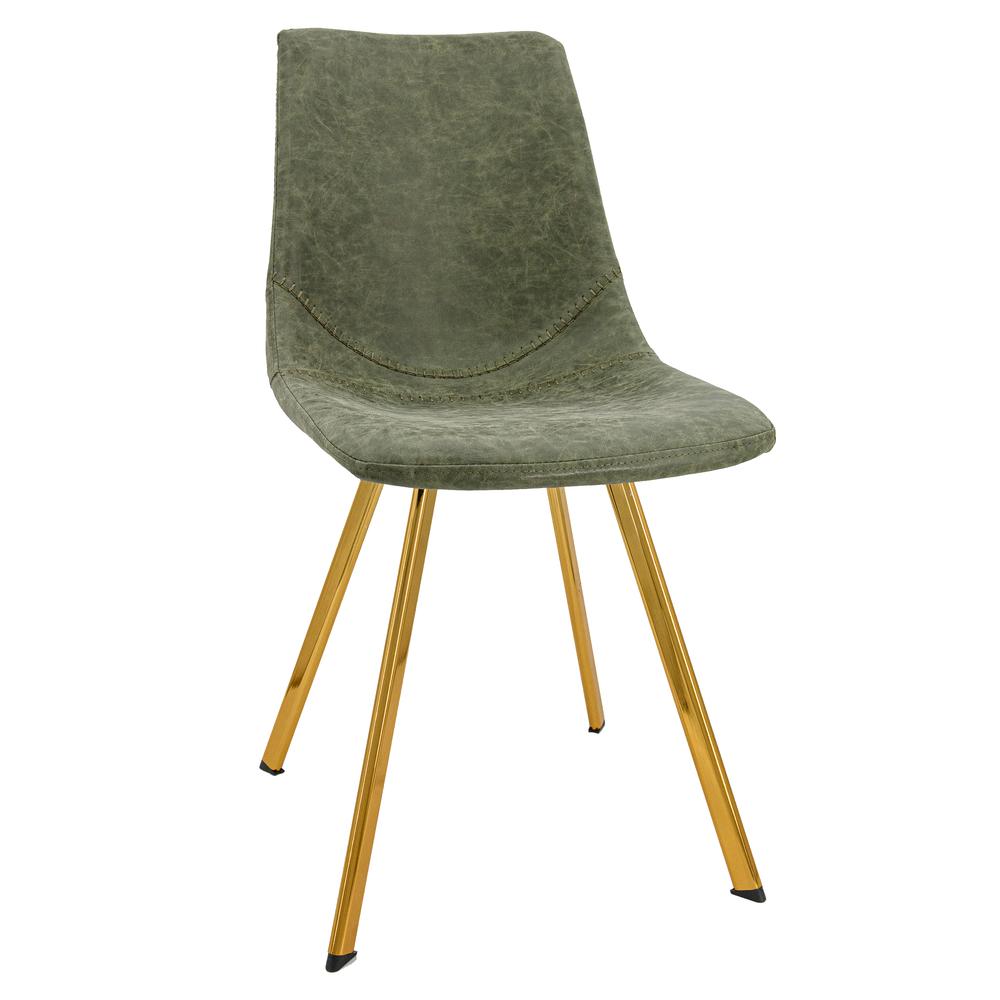 Markley Modern Leather Dining Chair With Gold Legs. Picture 1
