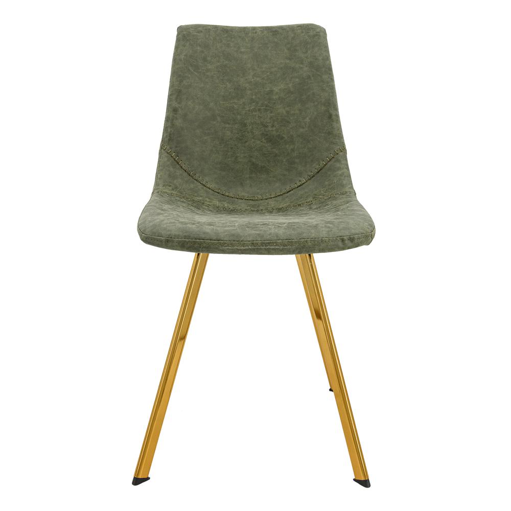 Markley Modern Leather Dining Chair With Gold Legs. Picture 2