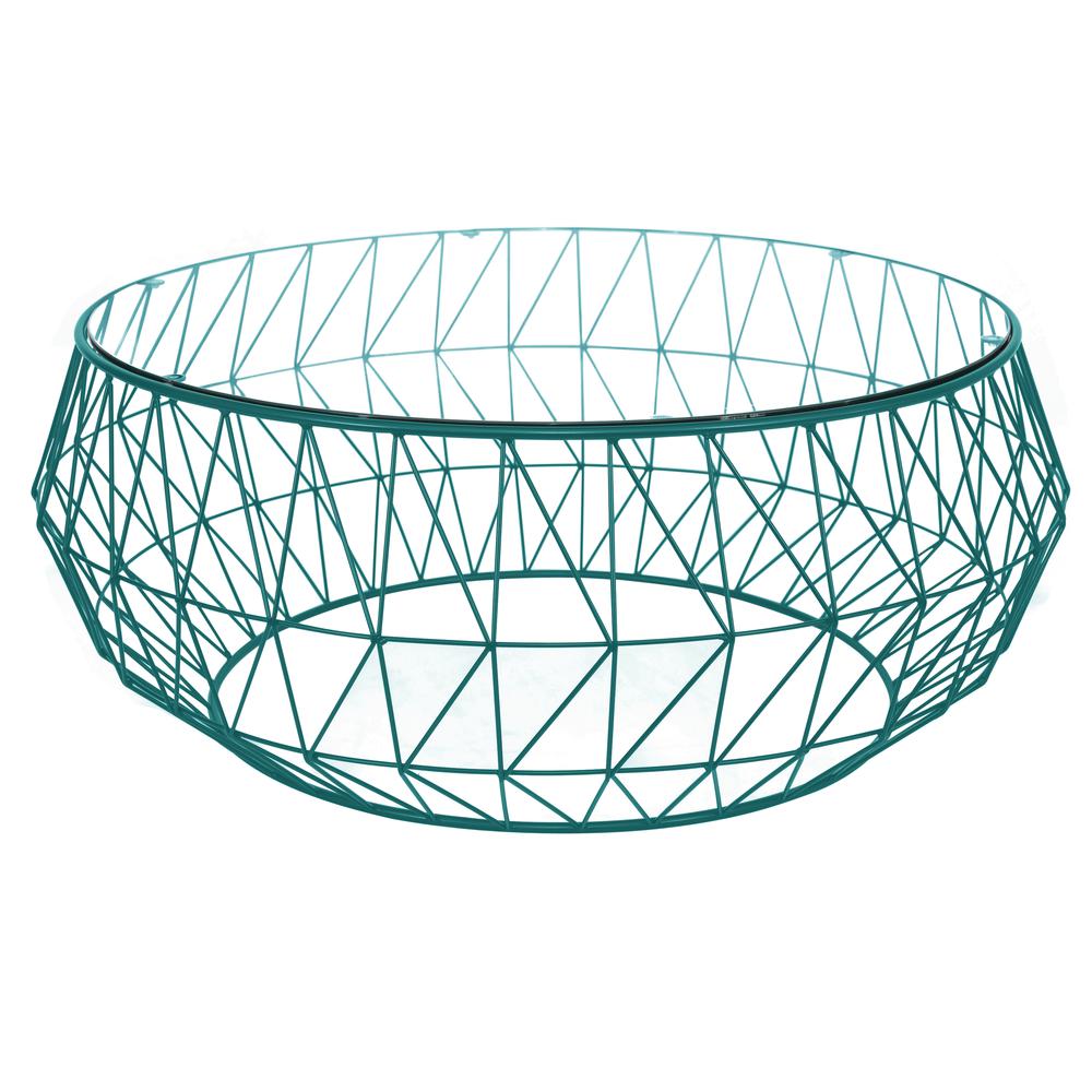 Malibu Modern Round Glass Top Coffee Table With Metal Base. Picture 1