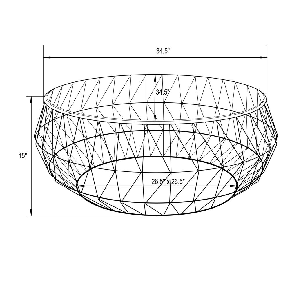 Malibu Modern Round Glass Top Coffee Table With Metal Base. Picture 7