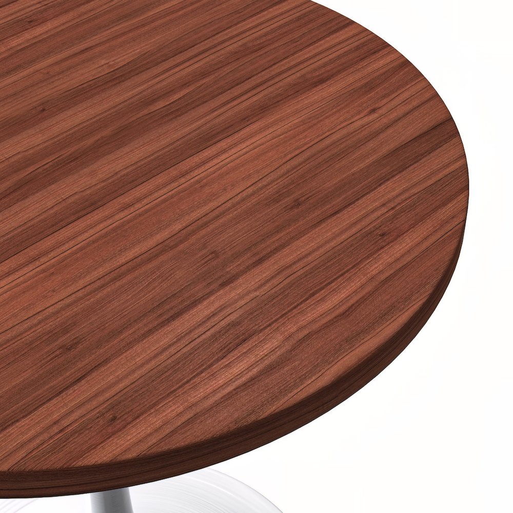 Verve Collection 27 Round Dining Table, White Base with Cognac Brown MDF Top. Picture 18