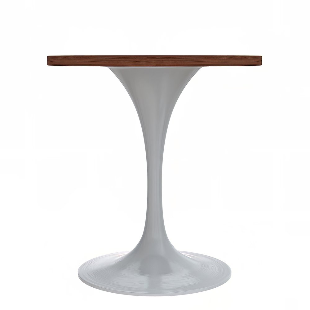 Verve Collection 27 Round Dining Table, White Base with Cognac Brown MDF Top. Picture 15