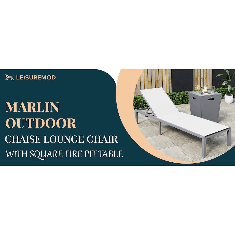 Marlin Modern Aluminum Outdoor Patio Chaise Lounge Chair. Picture 24