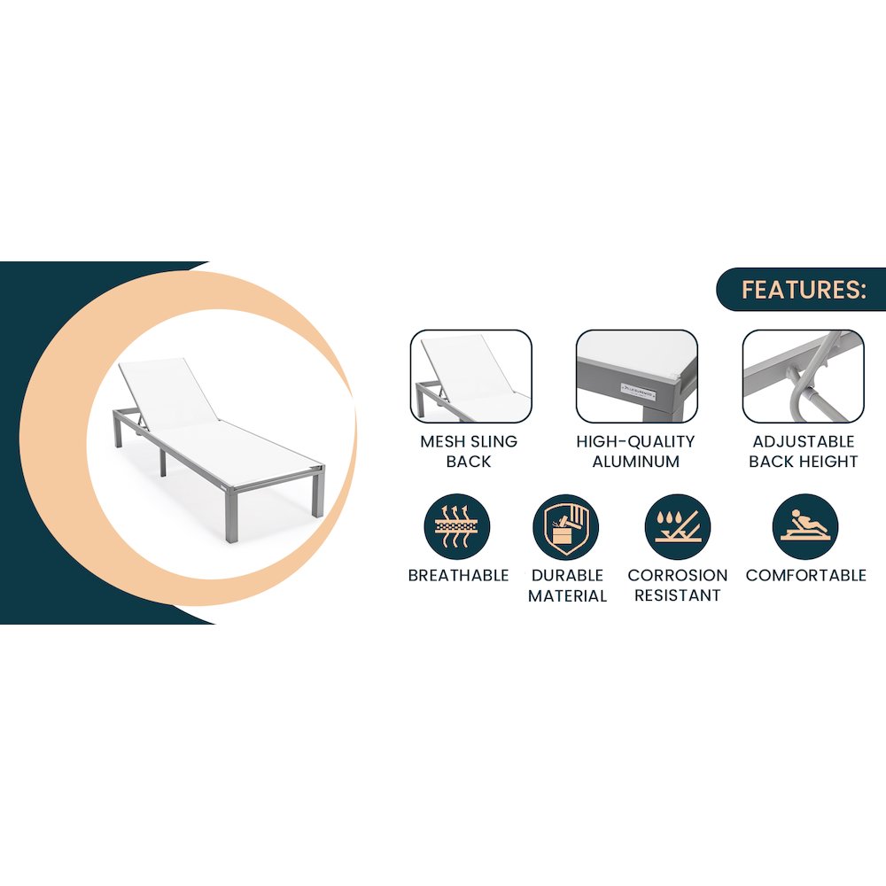 Marlin Modern Aluminum Outdoor Patio Chaise Lounge Chair. Picture 25