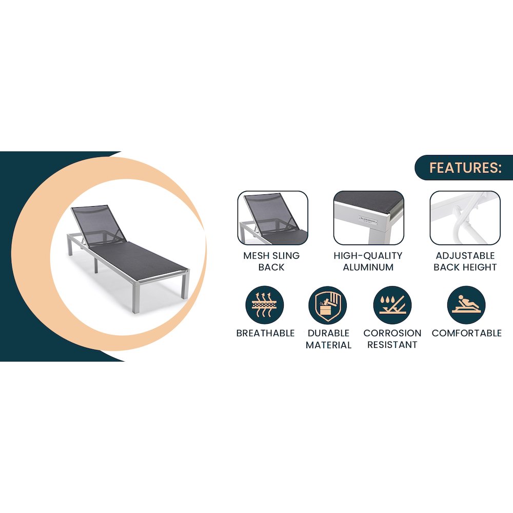 Marlin Modern Aluminum Outdoor Patio Chaise Lounge Chair. Picture 24