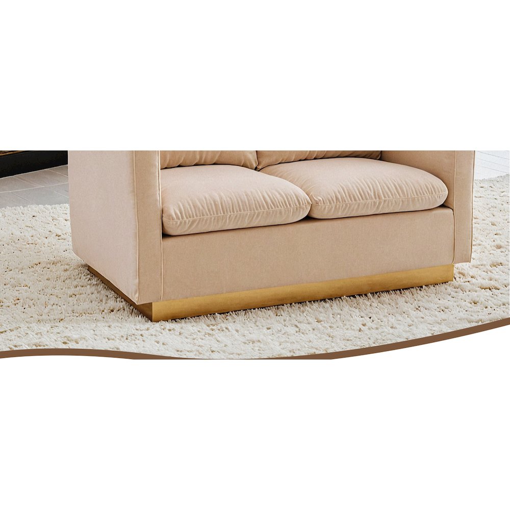 Nervo Modern Mid-Century Upholstered Velvet Loveseat with Gold Frame. Picture 35