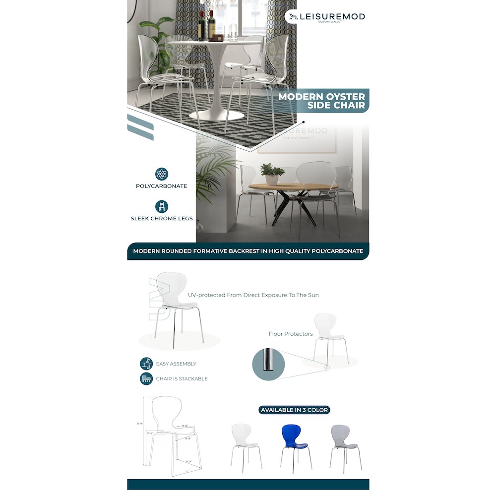 Modern Oyster Transparent Side Chair. Picture 19
