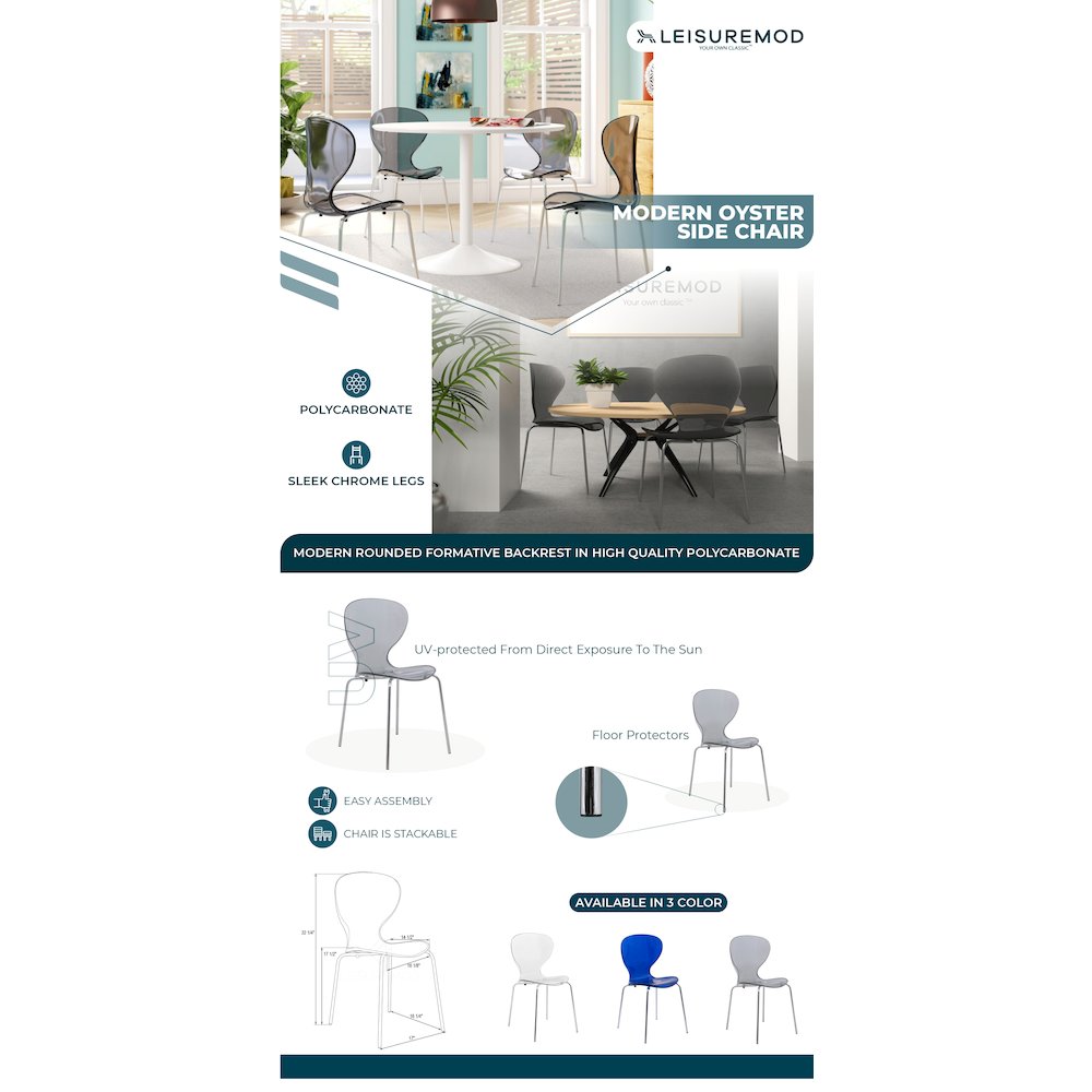 Modern Oyster Transparent Side Chair. Picture 21