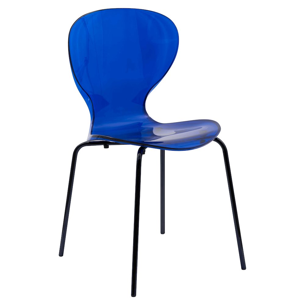 Modern Oyster Transparent Side Chair in Black Base. Picture 1