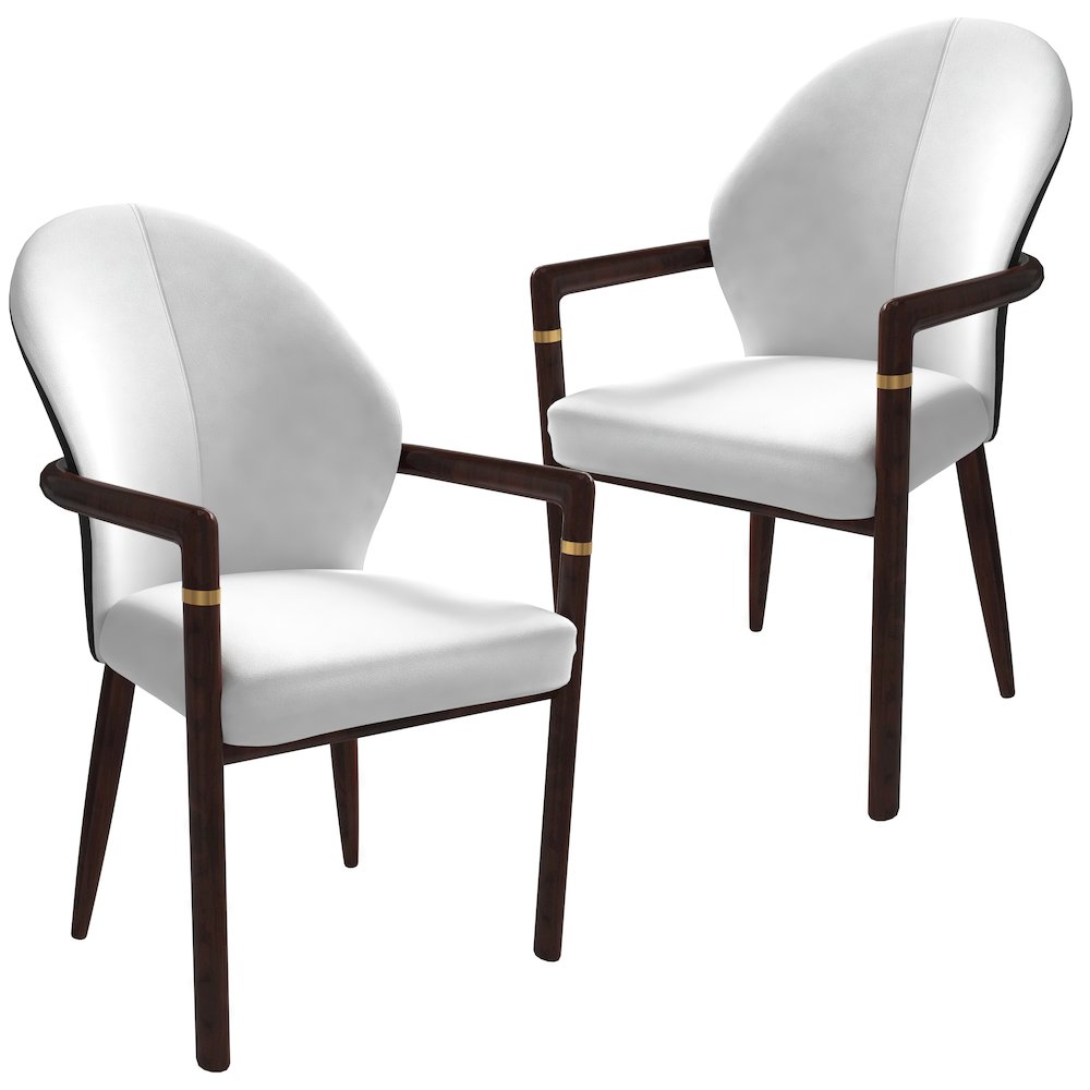 Opaline Series Elegant Wooden Dining Chair in Black Velvet and White. Picture 43