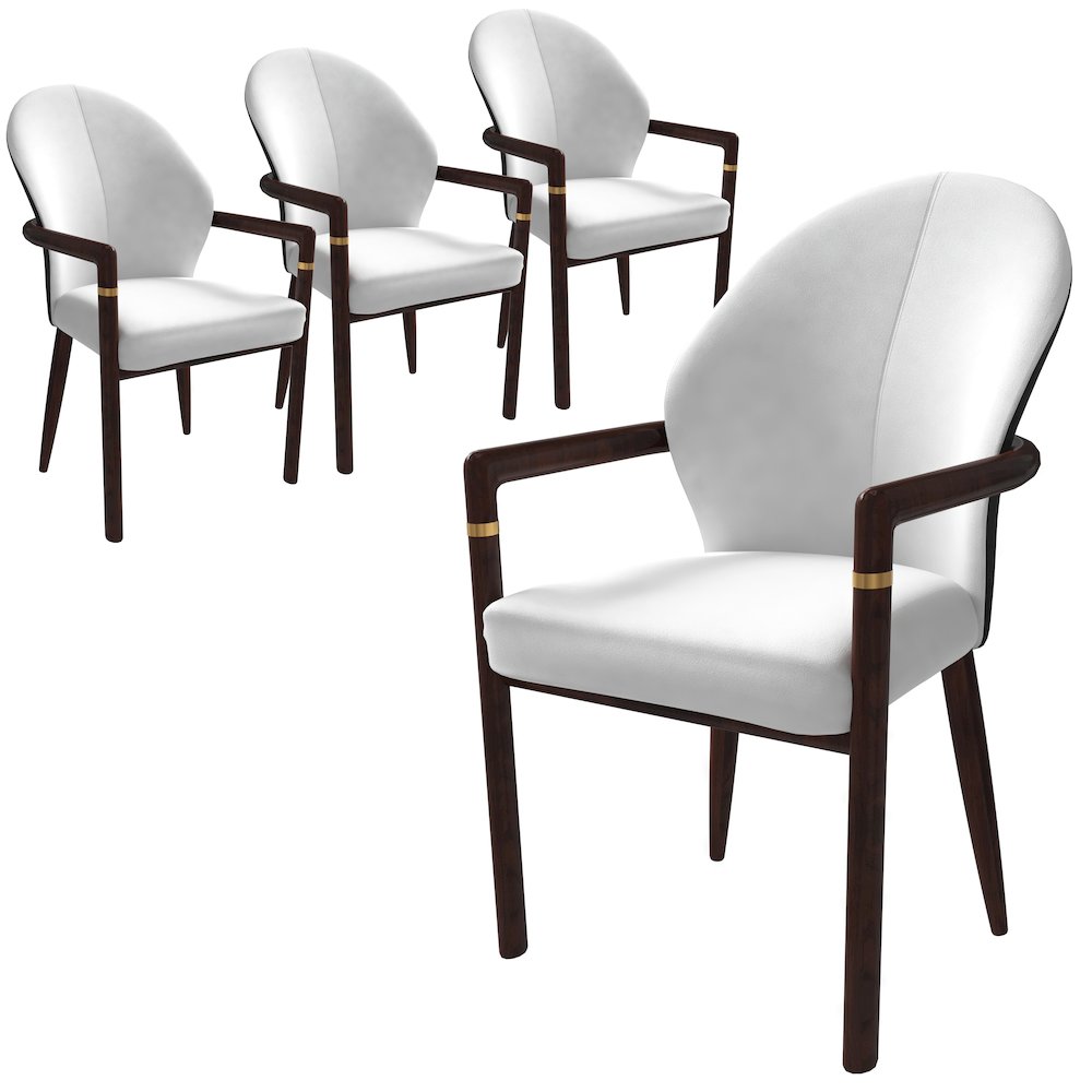 Opaline Series Elegant Wooden Dining Chair in Black Velvet and White. Picture 46