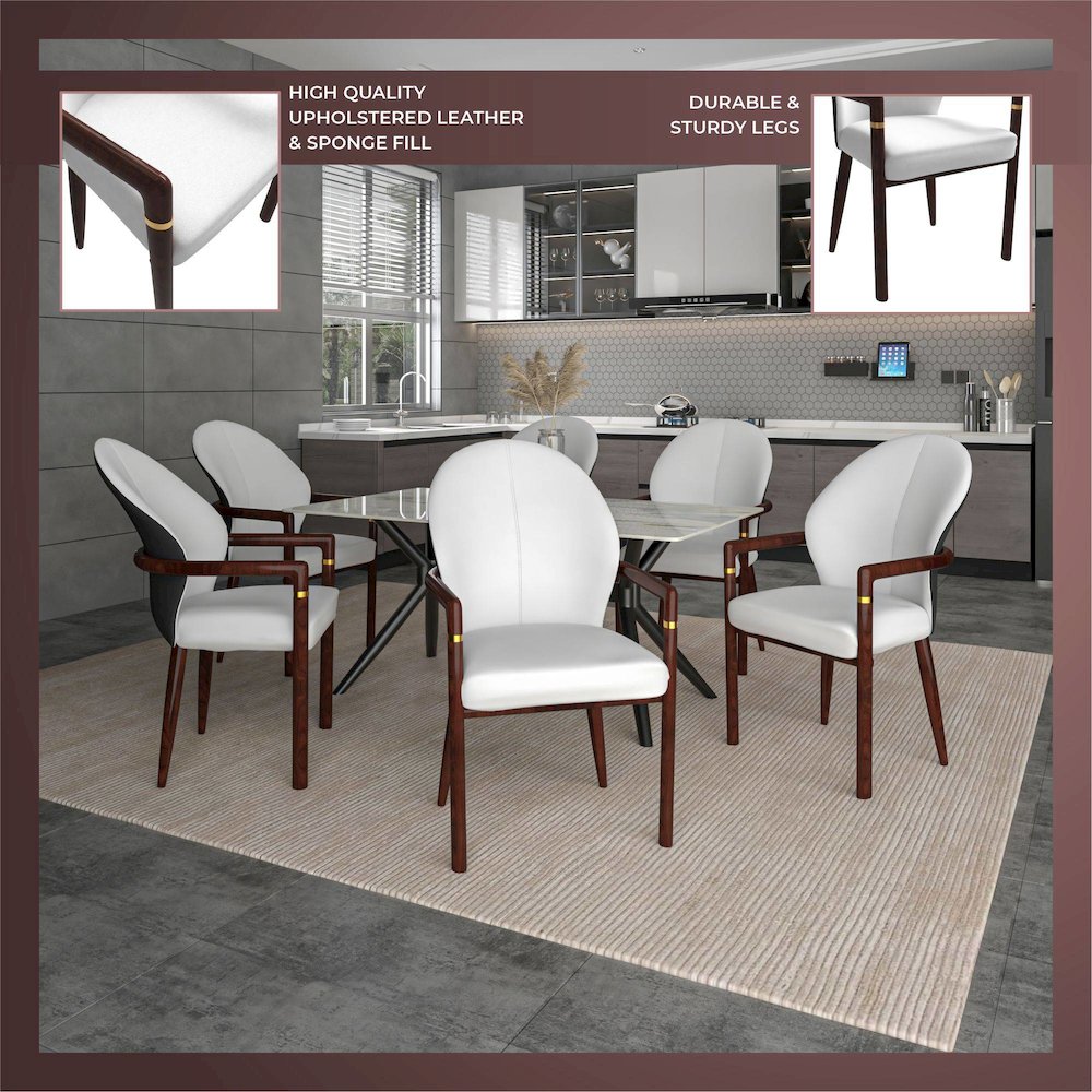 Opaline Series Elegant Wooden Dining Chair in Black Velvet and White. Picture 27