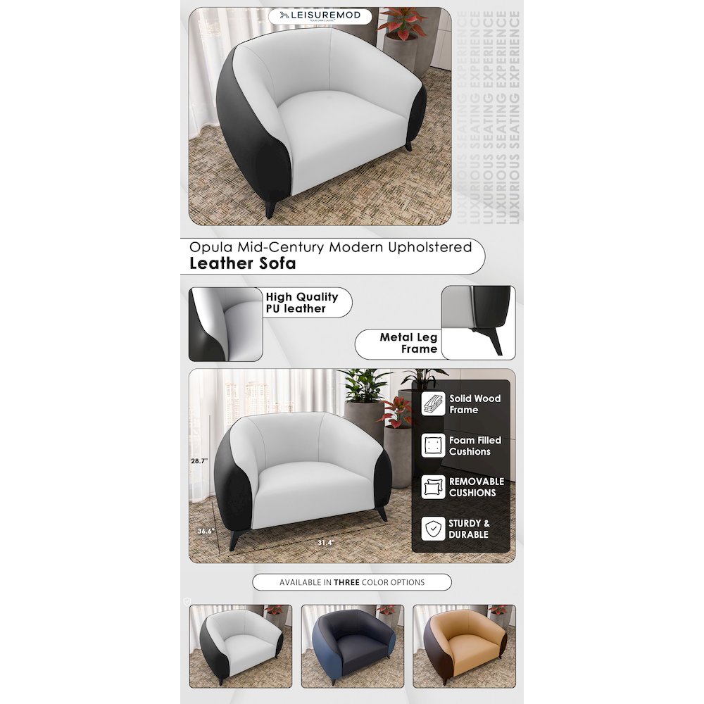 Opula Collection Single Seater Sofa In Black and White. Picture 13