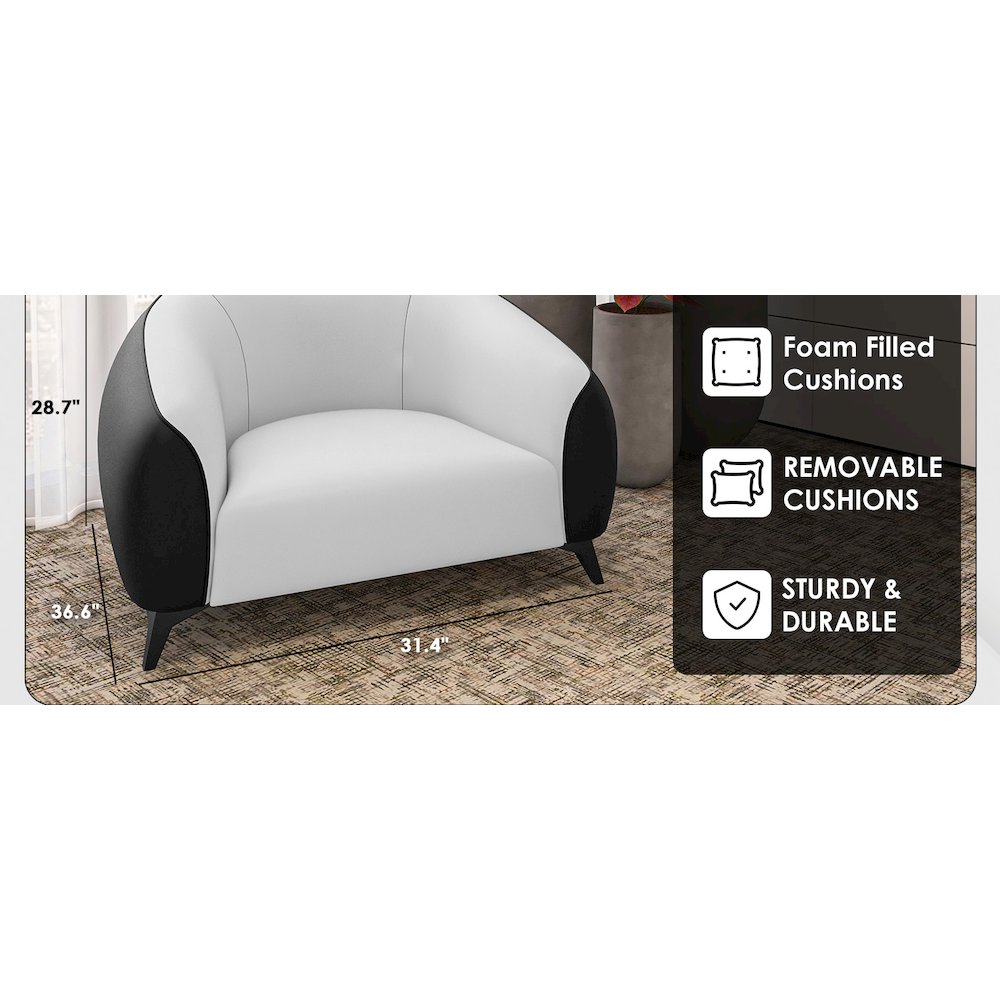 Opula Collection Single Seater Sofa In Black and White. Picture 17