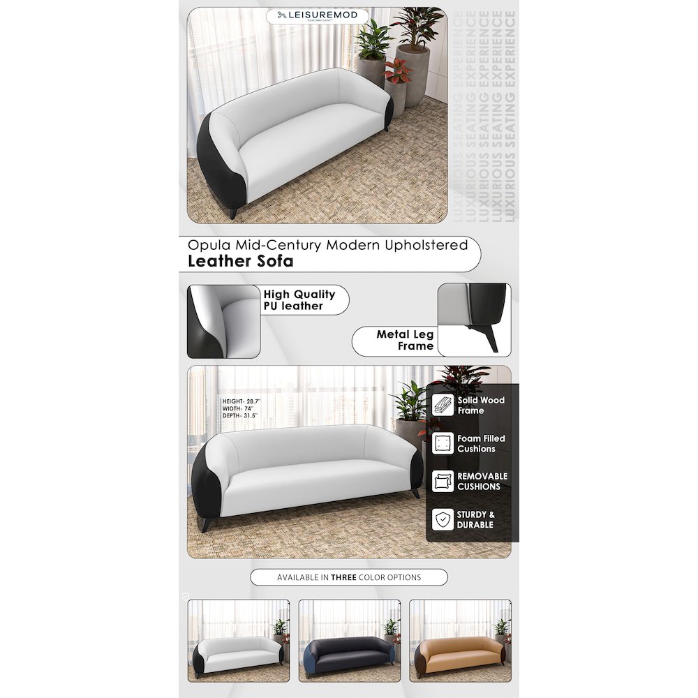 Opula Collection Three Seater Sofa In Black and White. Picture 12
