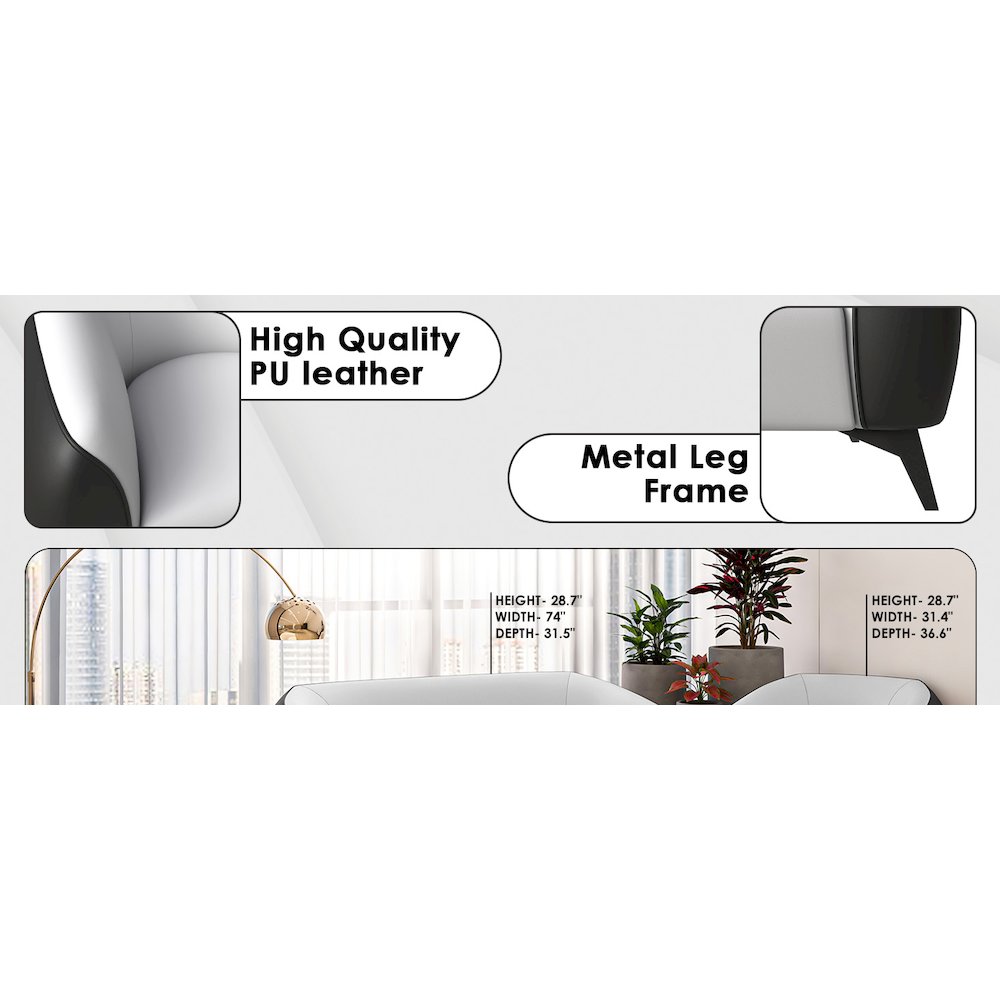 Opula Collection Sofa Set, 2 Single Seaters, and 3 seater In Black\White. Picture 16