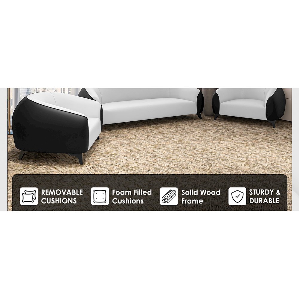 Opula Collection Sofa Set, 2 Single Seaters, and 3 seater In Black\White. Picture 17