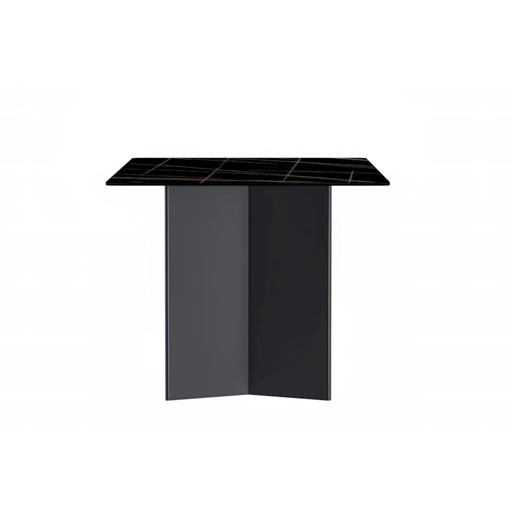 Dining Table Black Stainless Steel Base, With 62 Black/Gold Sintered Stone Top. Picture 8