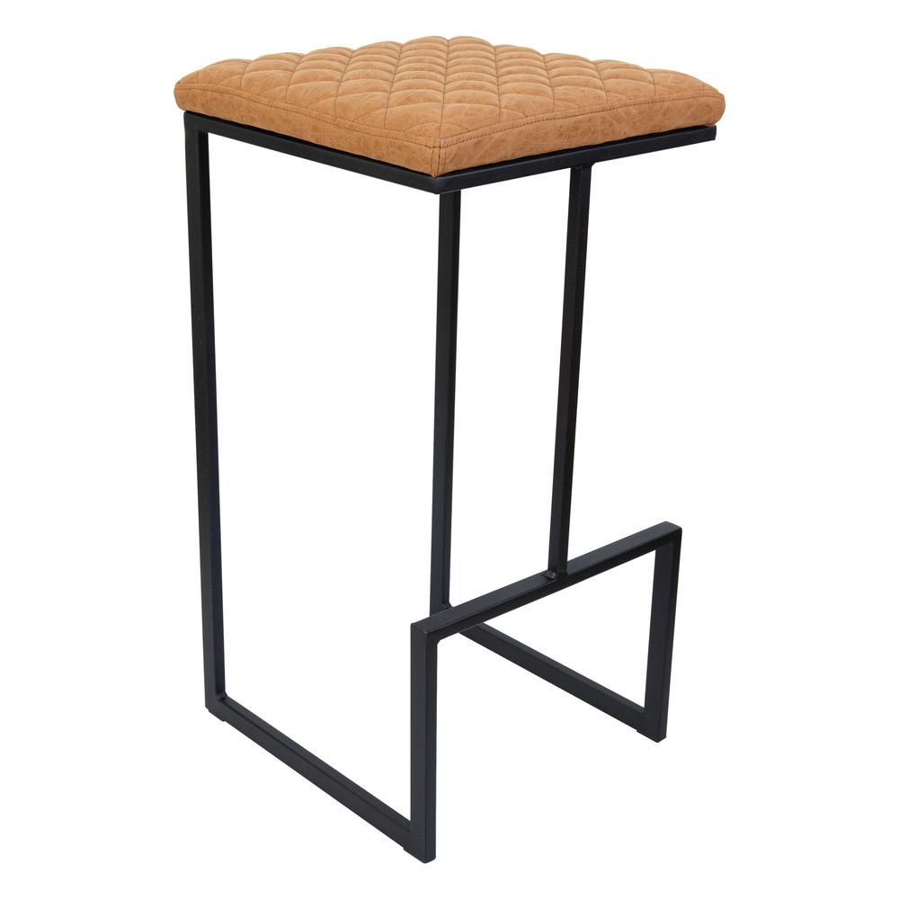 Quincy Quilted Stitched Leather Bar Stools With Metal Frame. Picture 2