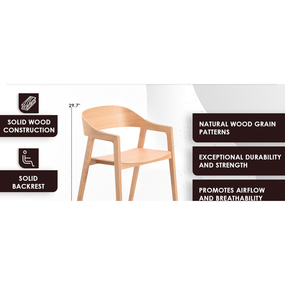 Rivo Collection Elegant Dining Chair in Natural Wood. Picture 21